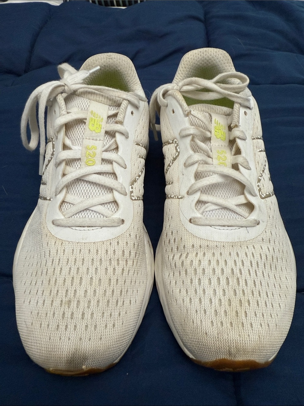New Balance Women’s Athletic Sneakers in White with Light Yellow Accents